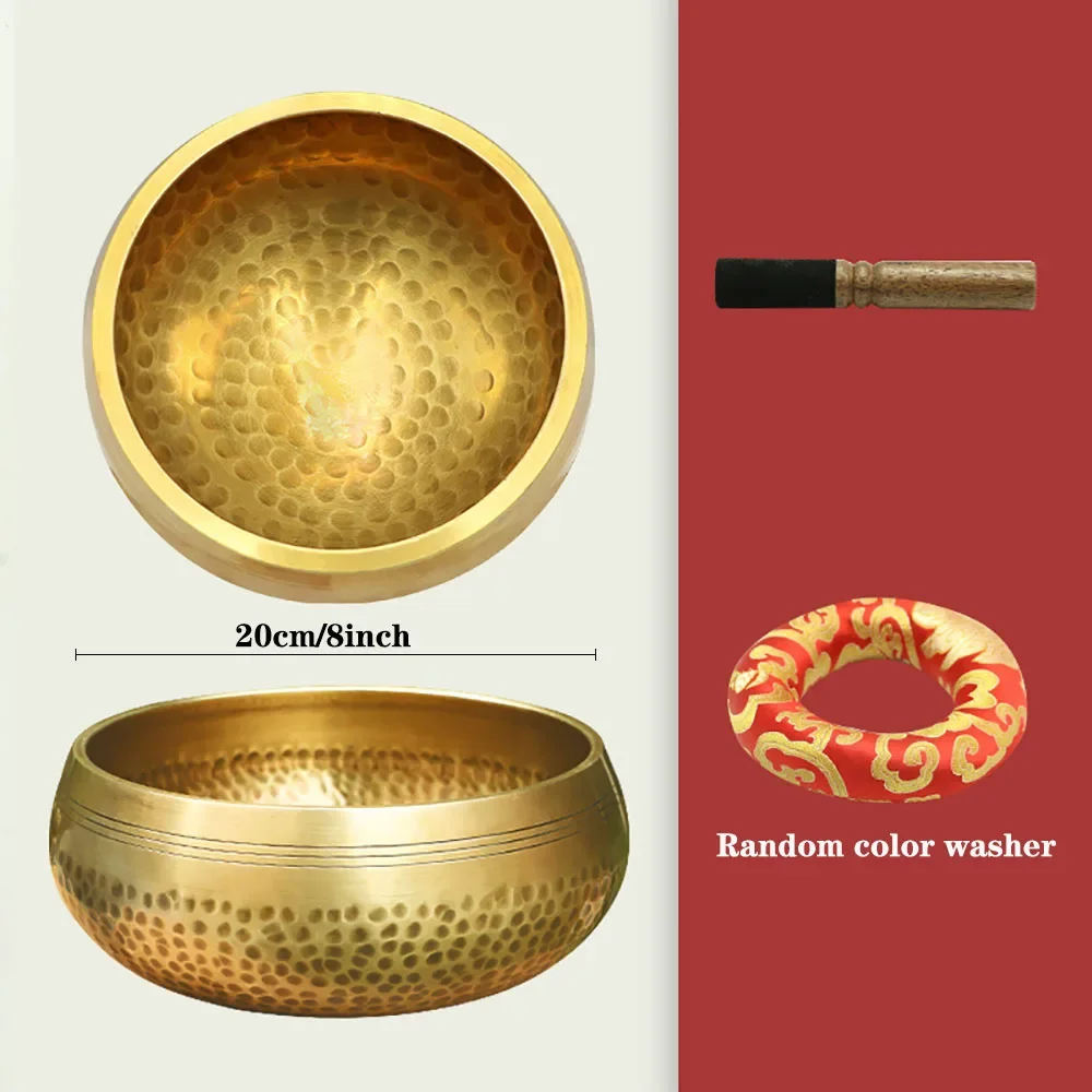1 Stück 20 cm 8 Zoll tibetische Klangschale Nepal handgemachte Tibet Buddha Klangschale Yoga Meditation Chanting Schüssel Musiktherapie Heilung
