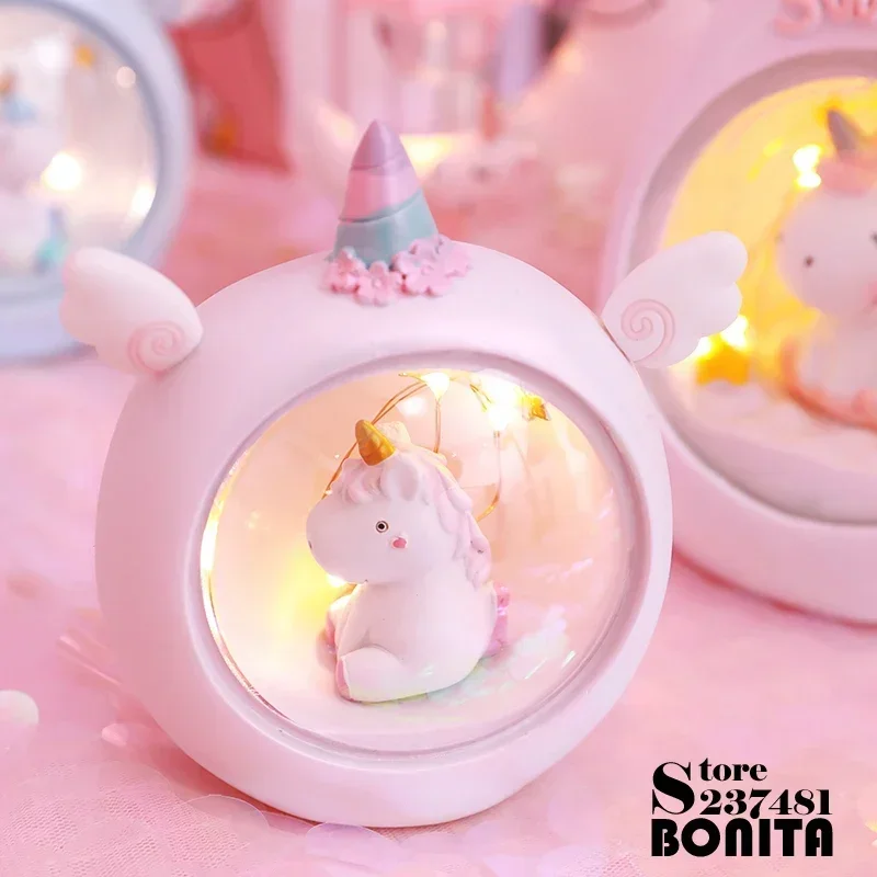 Unicorn Desktop Table Lamps Kid's Room Cute Warmly Small Night Light Girl's Gift Christmas Present Ornament Table Light