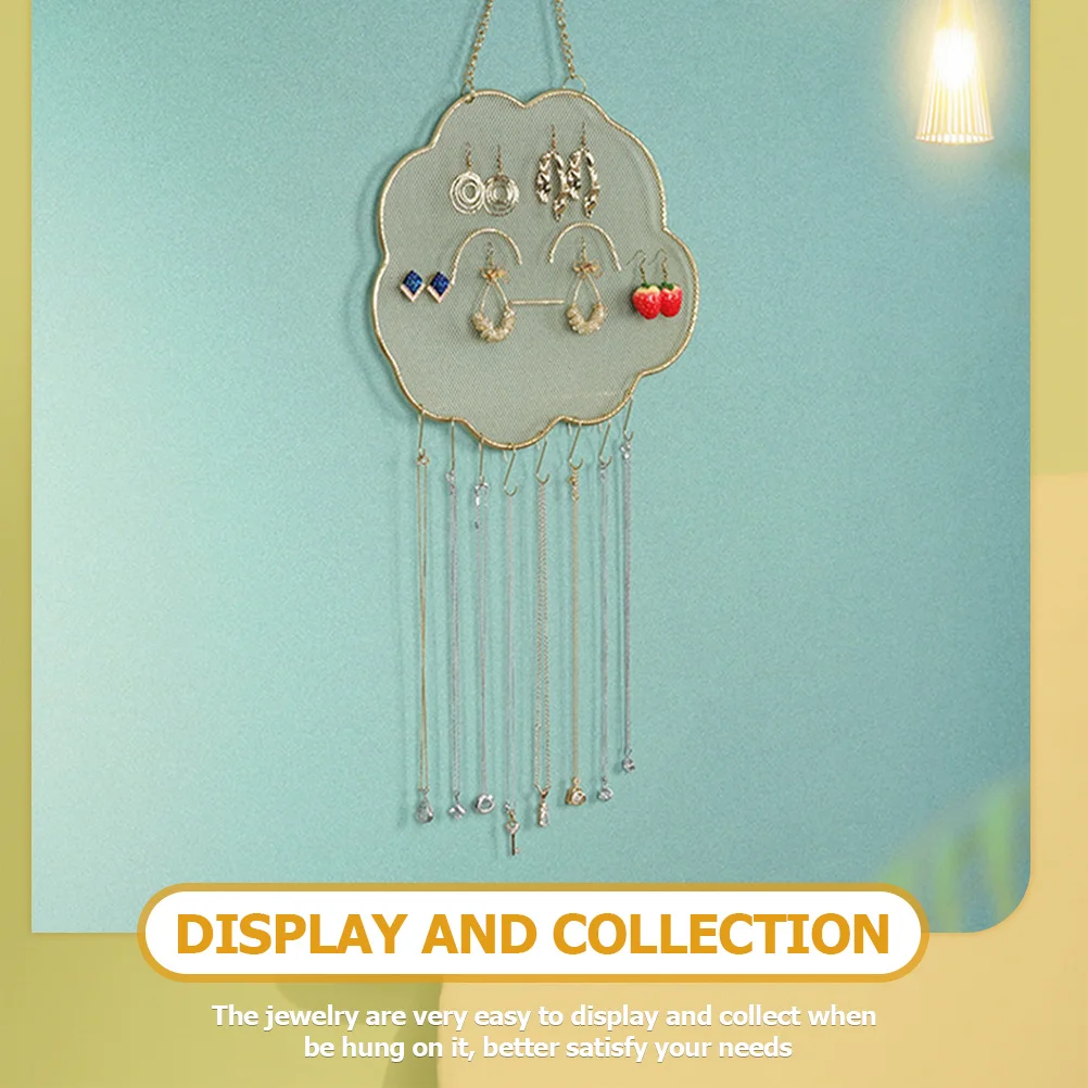 Cloud Shape Metal Wall Jewelry Organizer Durable Hanging Earring Holder Necklace Bracelet Display Rack for Home Retail Shop