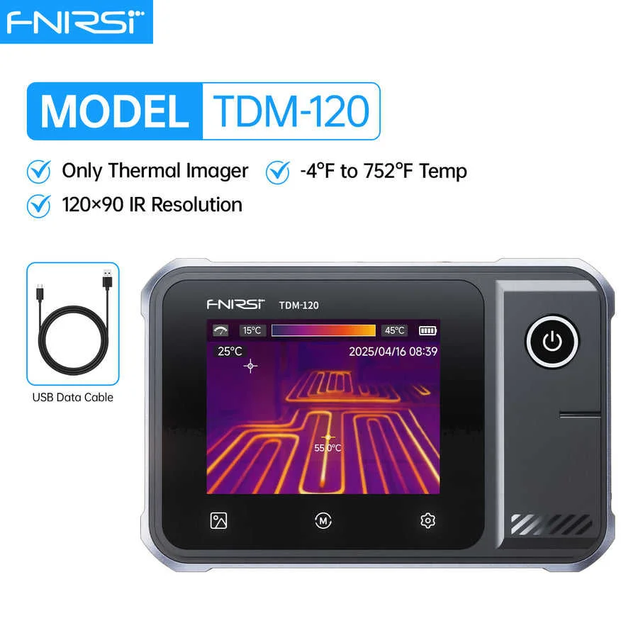 FNIRSI TDM-120P/TDM-120 Temperature Tester 120x90 Resolution -20°C~400°C Range Touchscreen Display Portable Measuring Tool