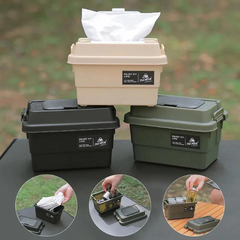 

Camping Seasoning Bottle Storage Box Outdoor Napkin Paper Tissue Storage Case Moisture-Resistant Cargo Car Trunk Organizer