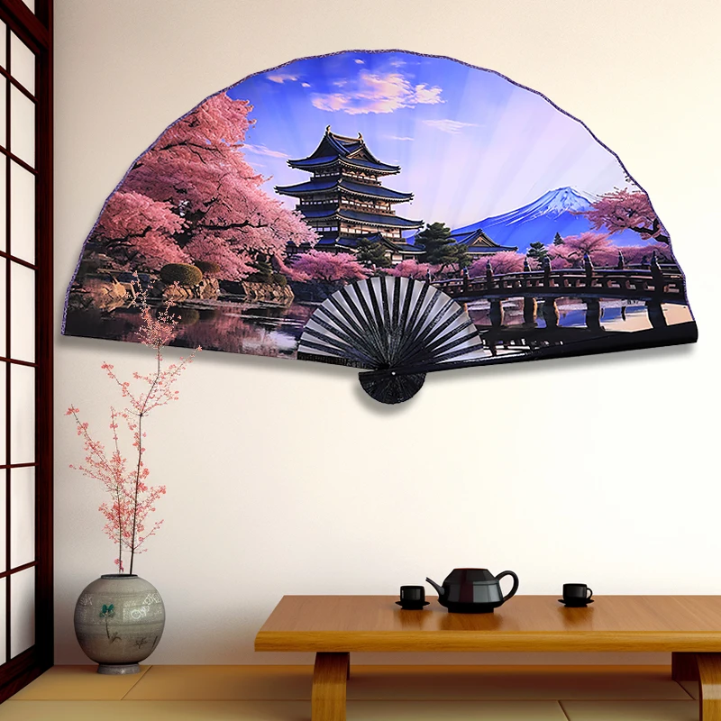

Japanese style hanging fan wall hanging fan decorative painting folding fan Japanese material restaurant tattoo shop samurai che