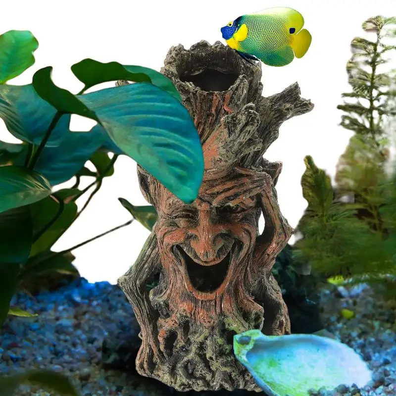 Fish Tank Decor Simulation Tree Face Decorations Aqua Ornaments Resin For Holiday Fish Tank Supplies Home Table Craft Decor