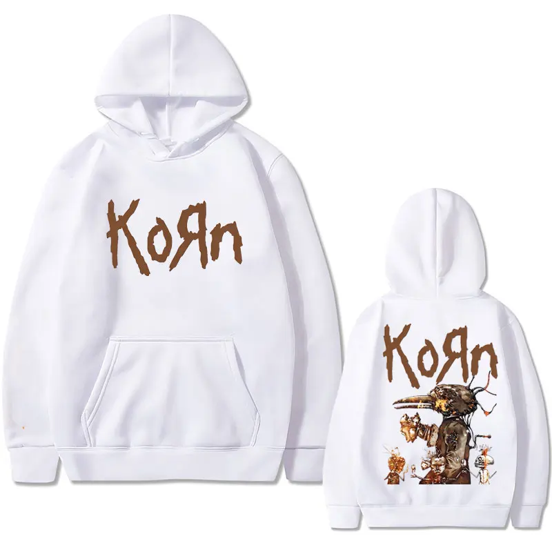 Vintage 90s Singer Rock Band Korn Graphic Hoodie Streetwear Men Women Harajuku Oversized Sweatshirt Man Hip Hop Street Hoodies