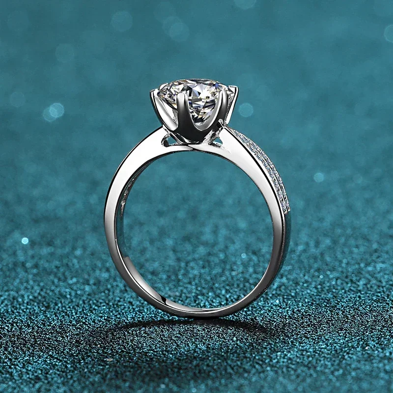 Neetim 0.5ct 1ct moissanite Eljegyzés Cirkusz porondja Nők Előterjesztés gyűrűk S925 Sterling Ezüst vel Fehér Arany plated esküvői Abroncs GRA