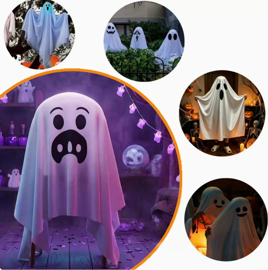 Halloween Ghost Chair Covers Spooky Face Chair Slipcover Outdoor Patio Decor Horror Ghost Stool Cover Halloween Party Decor Prop