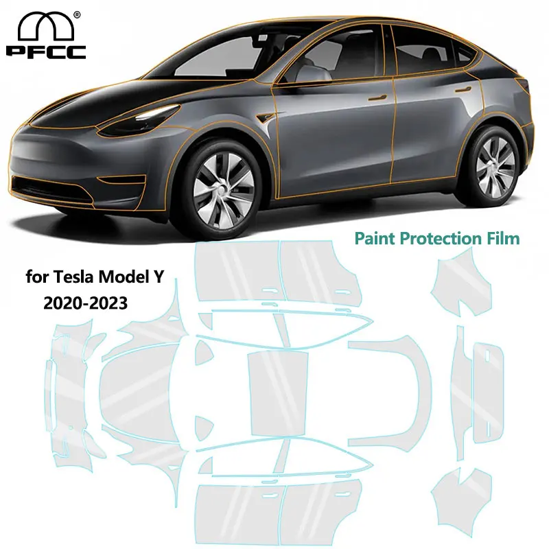 

For Tesla Model Y 2020-2023 Pre-Cut Paint Protection Film PPF Invisible Car Paint Protection Film Clear Accessories Anti-Scratch