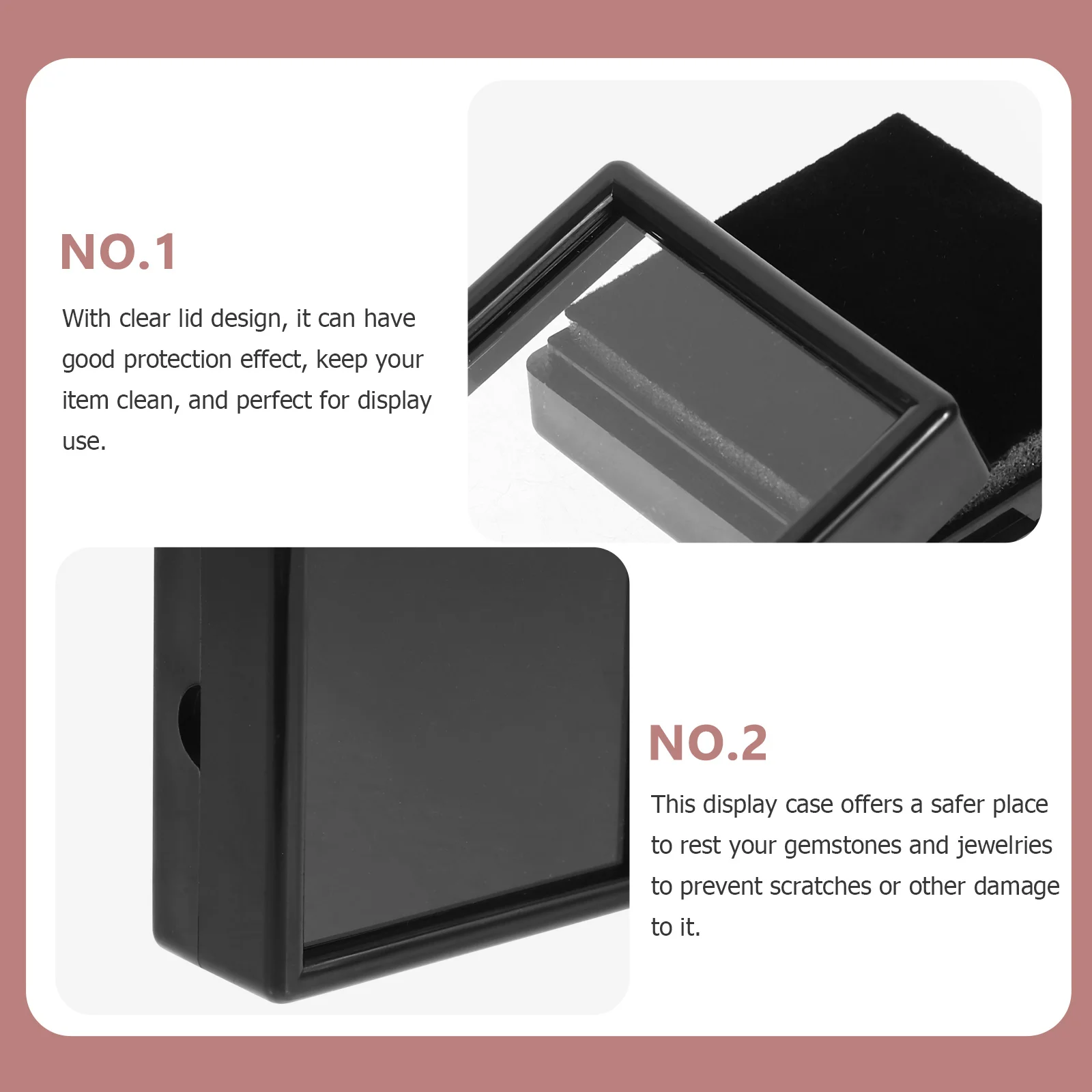 

6pcs Gemstone Display Case Storage Box Clear Lid For Jewelry Ring Bracelet Earring Medal Brooch Pin Organizer Desktop Container