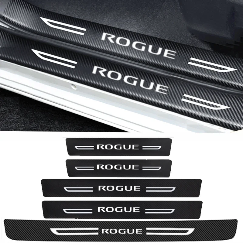 Car Accessories Carbon Fiber Door Threshold Sill Strip for Nissan Rogue 2024 Welcome Pedal Trim Decals Car Styling Stickers