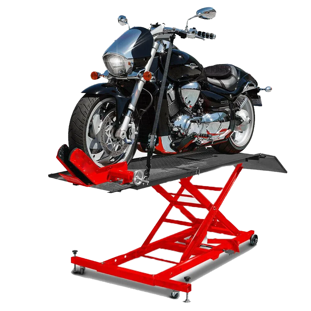 Red 1000lbs Scissor Hydraulic Motorcycle Lift Table With CE