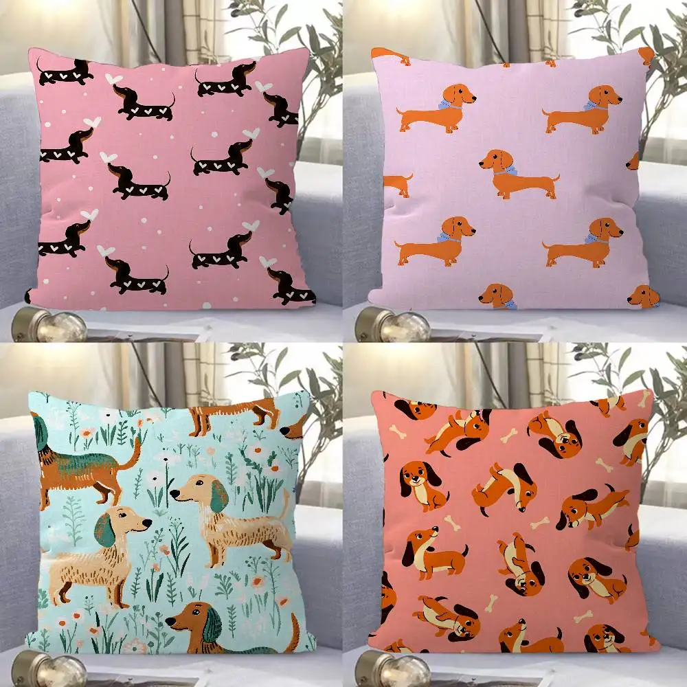Sausage Dog Dachshund cute Cushion Cover Pillowcase Upholstery Sofa Throw Pillow Home Decor Pillowcas