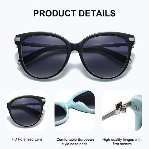 Imagen 2 del producto Marca BARCUR, diseño de gama alta, gafas de sol polarizadas UV400 cómodas, montura de PC, patas de espejo de acero inoxidable, gafas de sol de moda para mujer