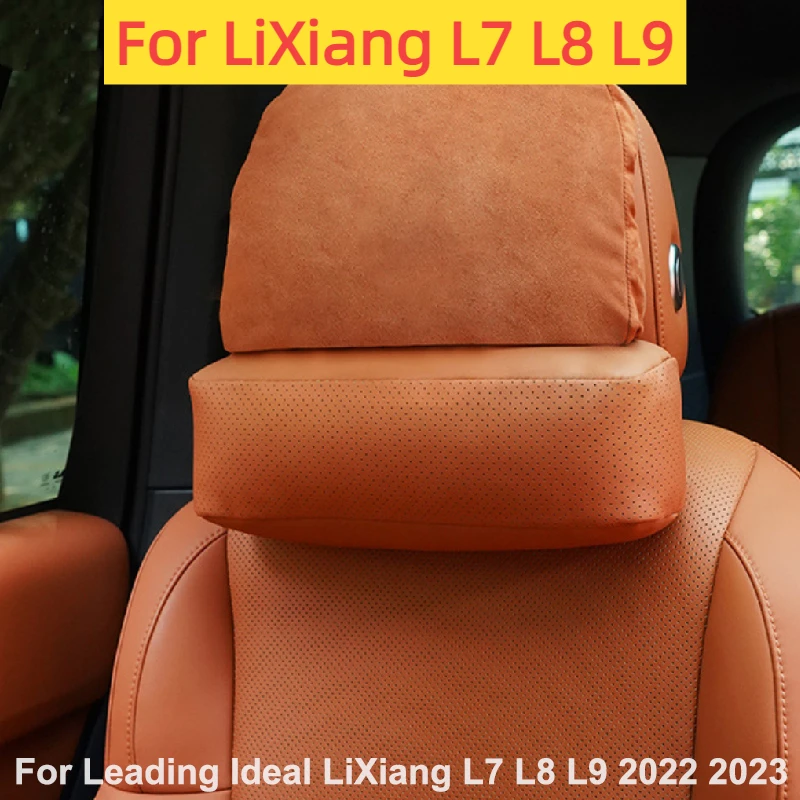 

For Leading Ideal LiXiang L7 L8 L9 2022 2023 2024 Leather Neck Pillow Memory Foam Pillows Car Accessories