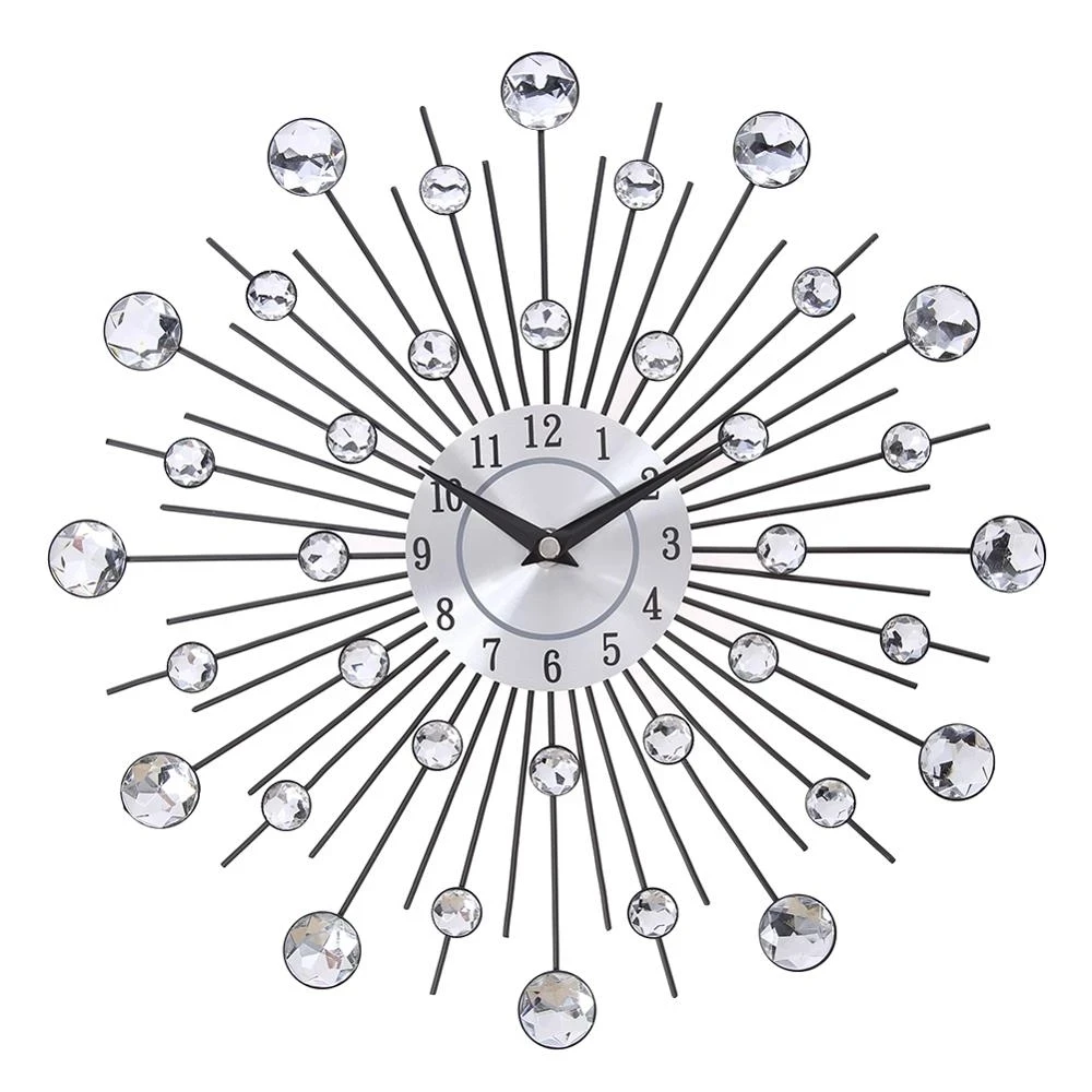 

45cm Easy to read light luxury home decor modern decorative wall clocks large silver wall clock with diamonds