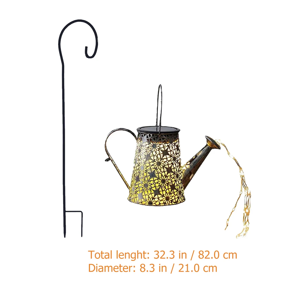 Elegant Solar Waterfall Lights Iron Craft Kettle Light Retro Garden Outdoor Illumination