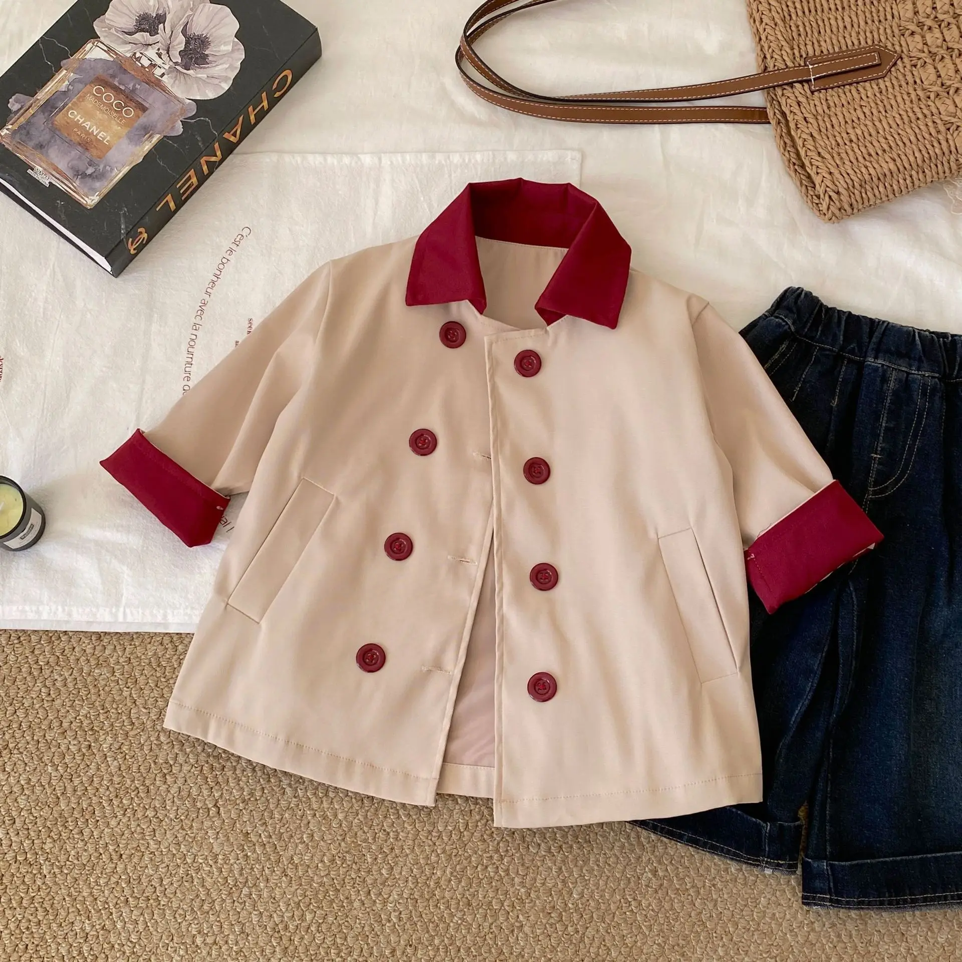 Girls Coat Outerwear Spring and Autumn 2026 New Korean Children Windbreaker for Baby Girls Spring Autumn Clothing Trend