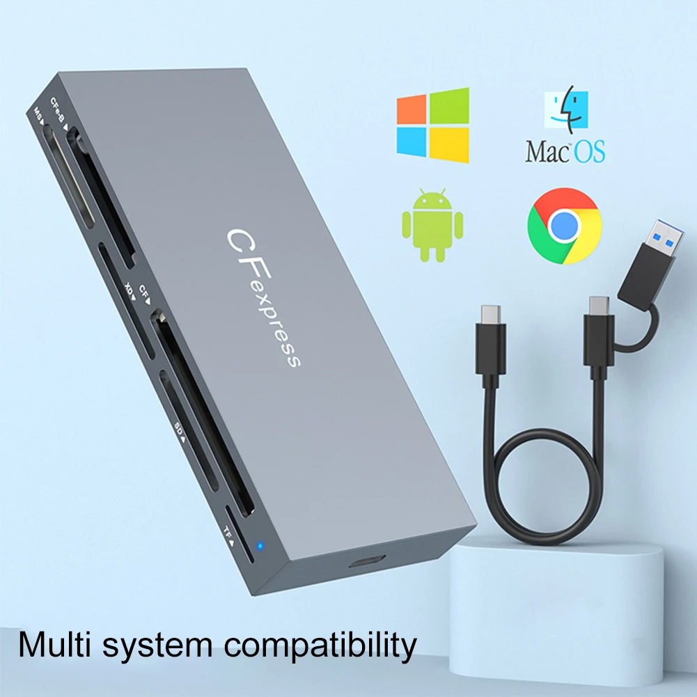 6 in 1 CFexpress Type B/CF/XD/MS/SD/TF Multi Card Reader 10Gbps CF Express B Card Reader with Cable for Windows XP  OS