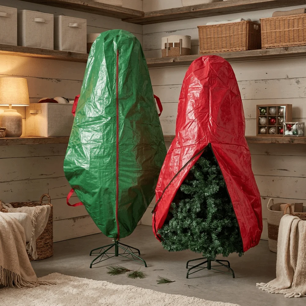 Waterproof Christmas Tree Storage Bag Heavy Duty Dustproof Christmas Tree Cover Smooth Zipper Oxford Cloth