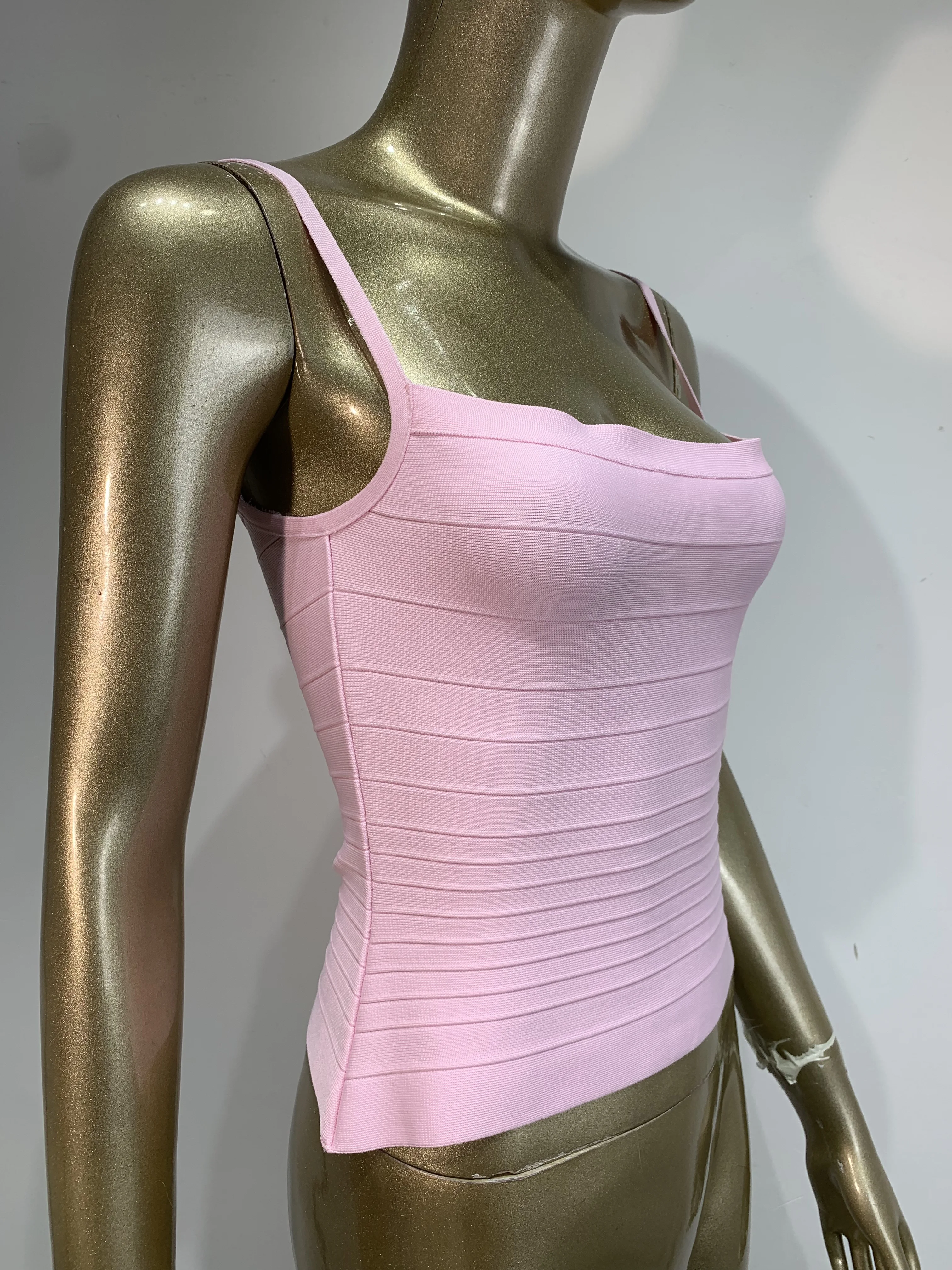 Women Sexy Lacing Hollow Out Bronzing Gold Silver Bodycon Bandage Tops Celebrity Designer Fashion High Street Top