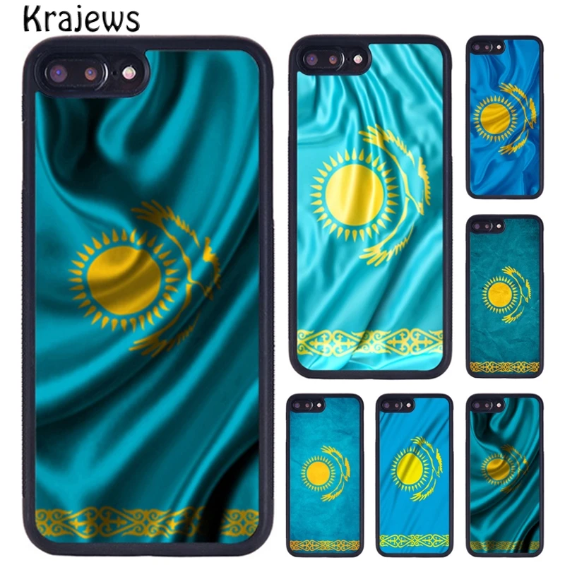 Krajews Kazakhstan Flag Rubber Phone Case For iPhone 16 15 14 X XR XS 11 12 mini 13 Pro MAX Plus cover shell coque