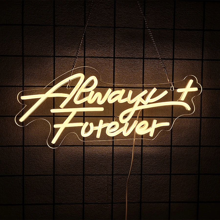 Always Forever Neon Sign, USB Powered LED Neon Light, Wall Decor for Wedding Bridal Room Bedroom Proposal Cafe, Romantic Gift