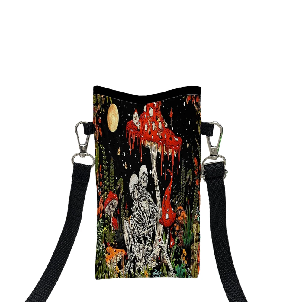 Colored Mushrooms Bag High Quality Phone Bag with Adjustable Strap,Casual Style Women's Wallet AccessoryStorageBag 8.1