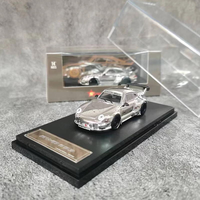 

Star Model 1:64 Model Car RWB993 GT Wing Alloy Die-cast Vehicle- Chrome Silver Display Gifts