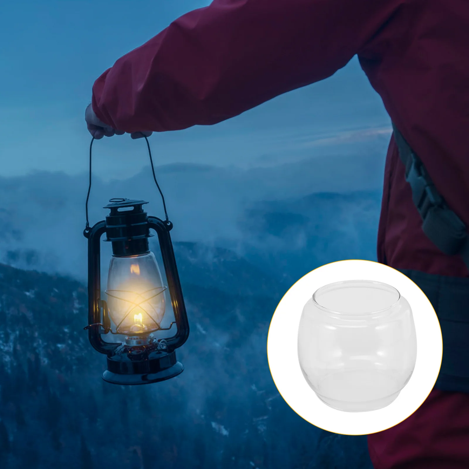 2Pcs Glass Oil Lamp Shade Clear Retro Lamp Cover Windproof Glass Protector for Aromatherapy Meditation