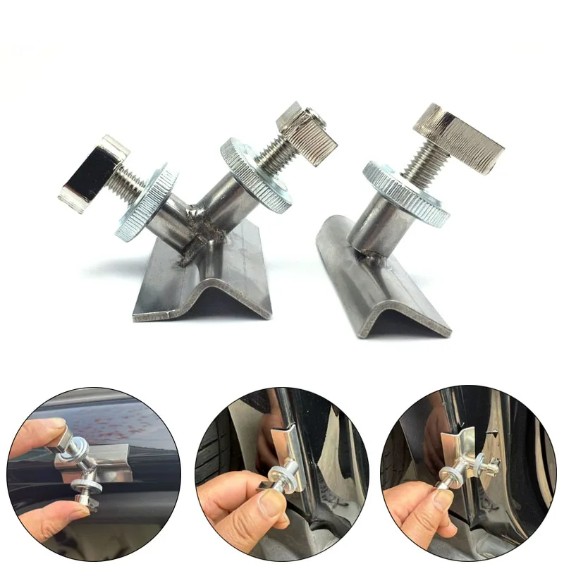 M8 PDR Car Door Edge Repair Clamp Stainless Steel Right Angle Corner Dent Puller Gasket Automobile Sheet Metal Leveling Tool