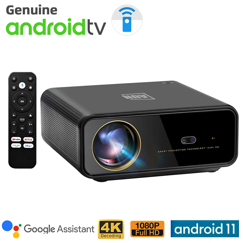 AUN U001 Projector Original Android TV Full HD 1920x1080P 4K Movie Decode WIFI Auto Focus Smart Theater Google Play Update Apk