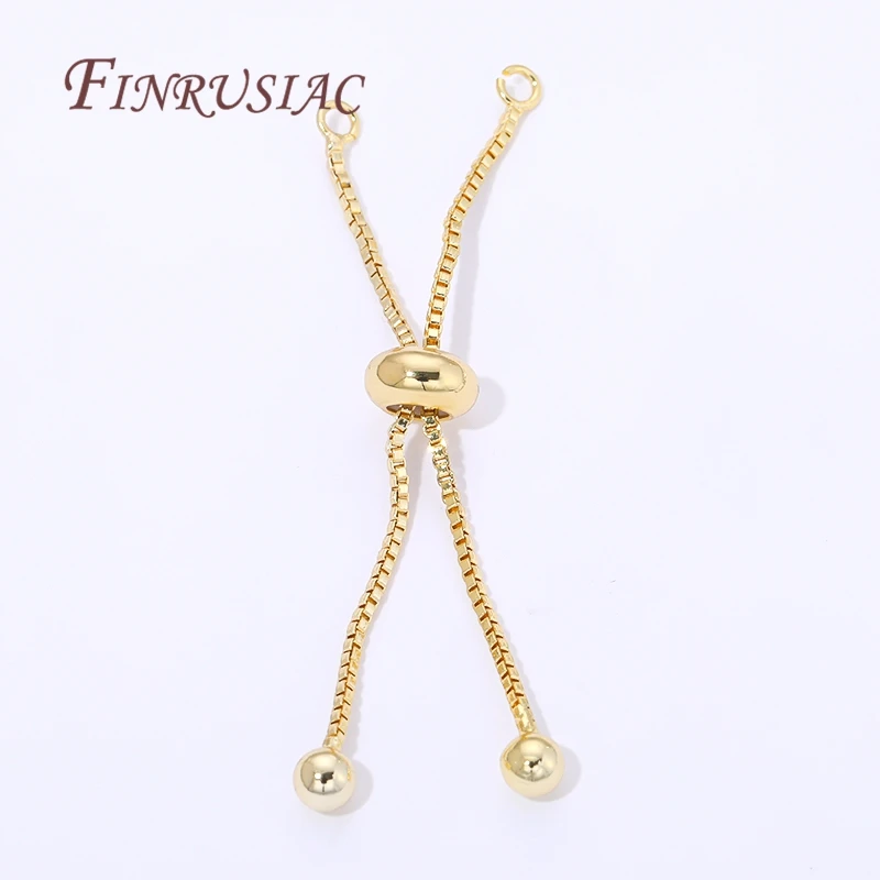 1/3/5Pcs 5cm 18K Gold Plated Adjustable Box Chains Rubber Slider Beads Bracelets Extender Chains For Jewelry Making Accessories