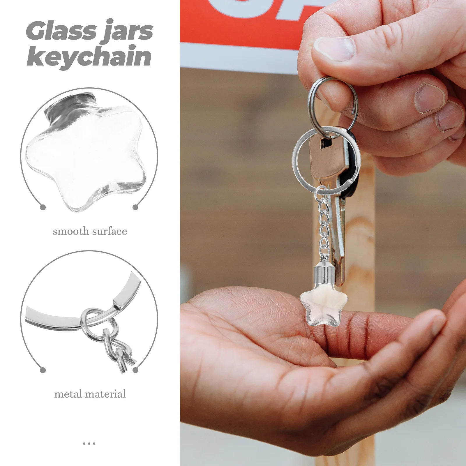 نجمة زجاجة المفاتيح خمر الزجاج متمنيا قلادة سحر زجاجات صغيرة معدنية مع