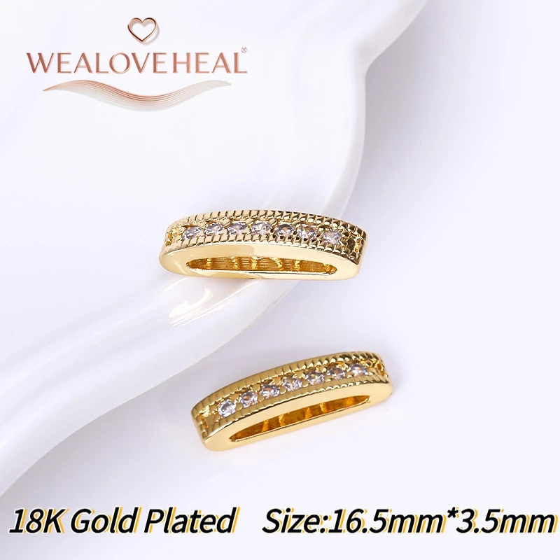 18K vergoldete Messing-Rechteck-Abstandshalter, luxuriöser Micro-Pavé-CZ-Trennverbinder für DIY-Schmuckherstellung, Großhandel – Detail 24