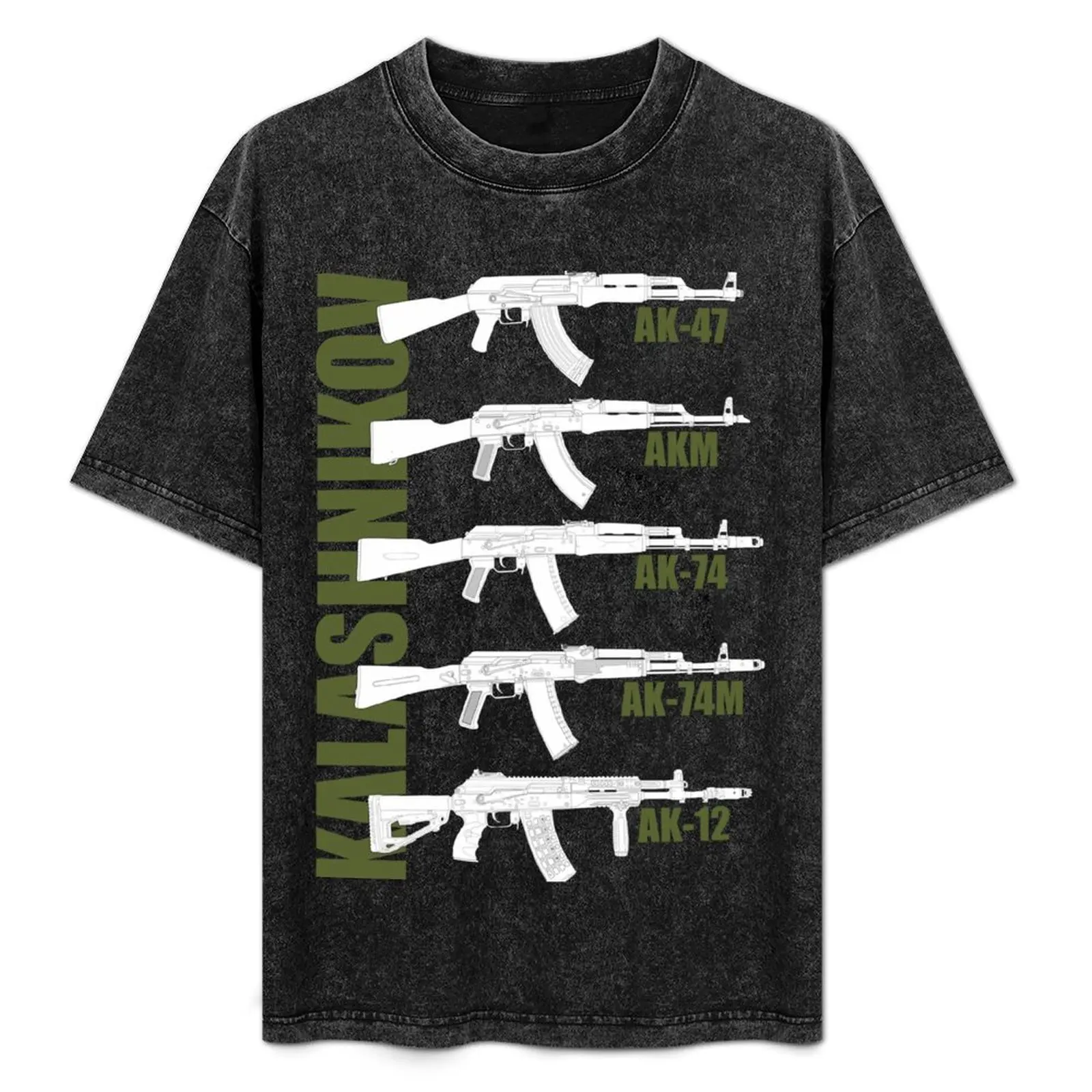 Generation of the Kalashnikov Assault Rifle (white version) T-Shirt Basic Solid Color Short Sleeve Cotton Top