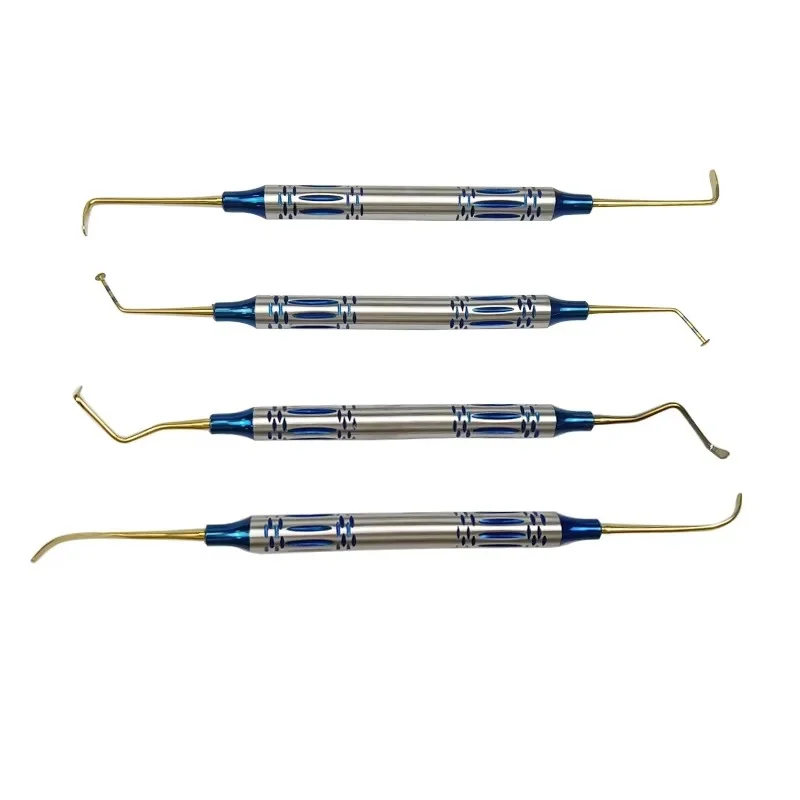 4Pcs Dental Sinus Lift Elevator Set Stainless Steel Double Ended Autoclavable Implant Surgical Instruments for Bone Graft