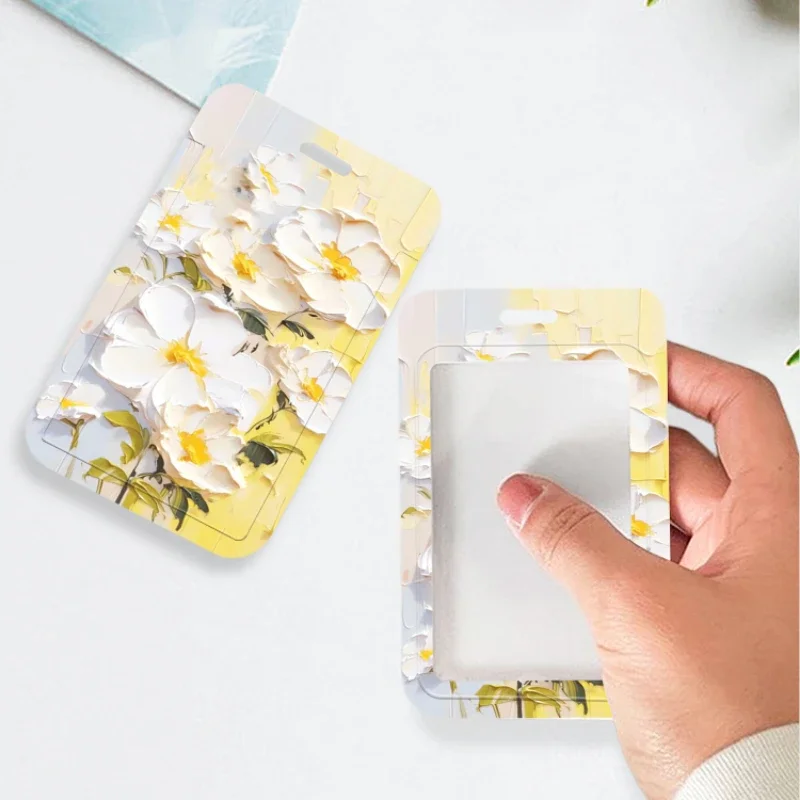 Ins Cold Wind Oil Painting Little Daisy Student Cover Card Set Campus Canteen Meal Card Set Bus/Metro Card Certificate Set