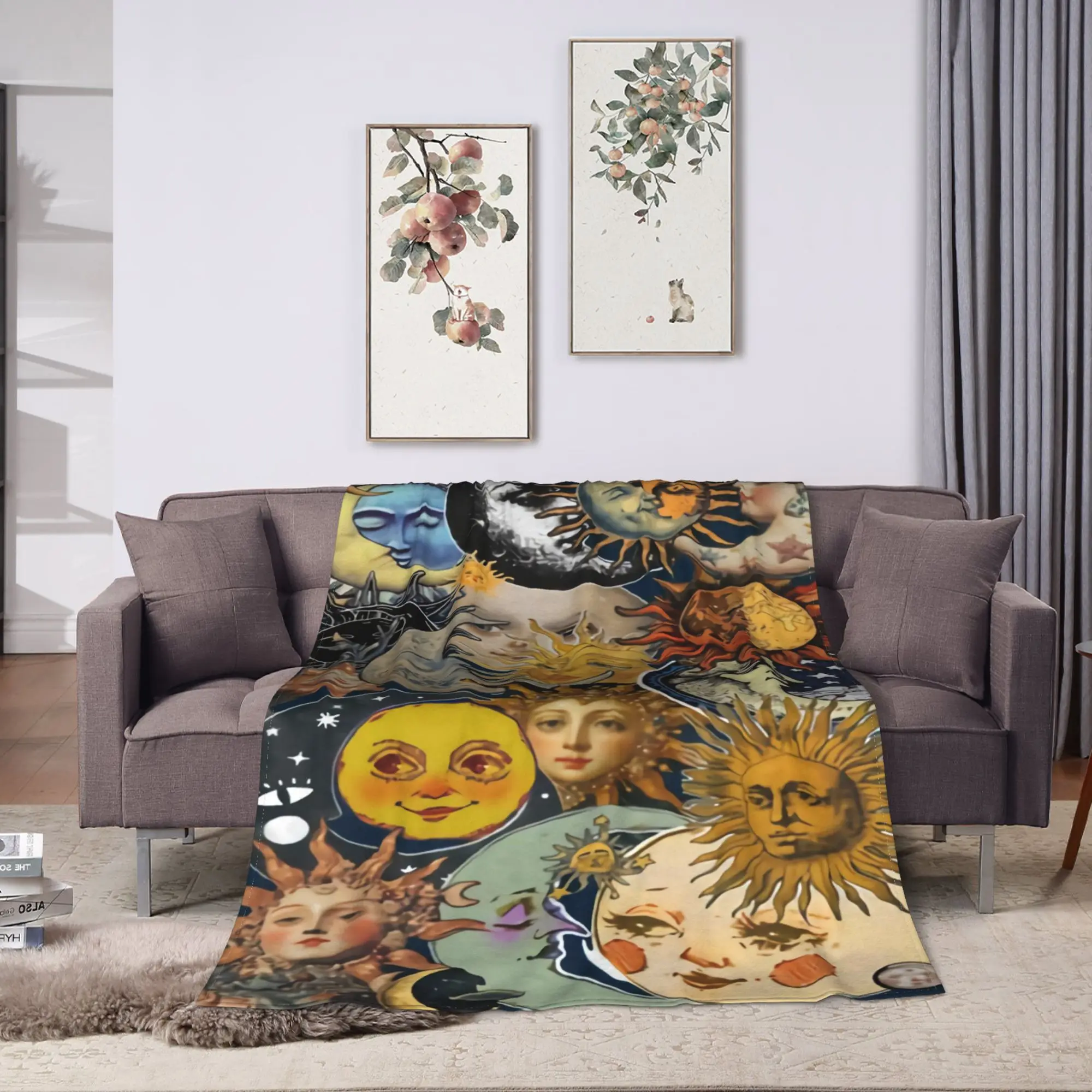 Astrology Zodiac Moon and Stars Nordic Blanket for Beds Sofa Cover Sofa Cushion Soft Blanket Bedspread Four Seasons Thin Quilt
