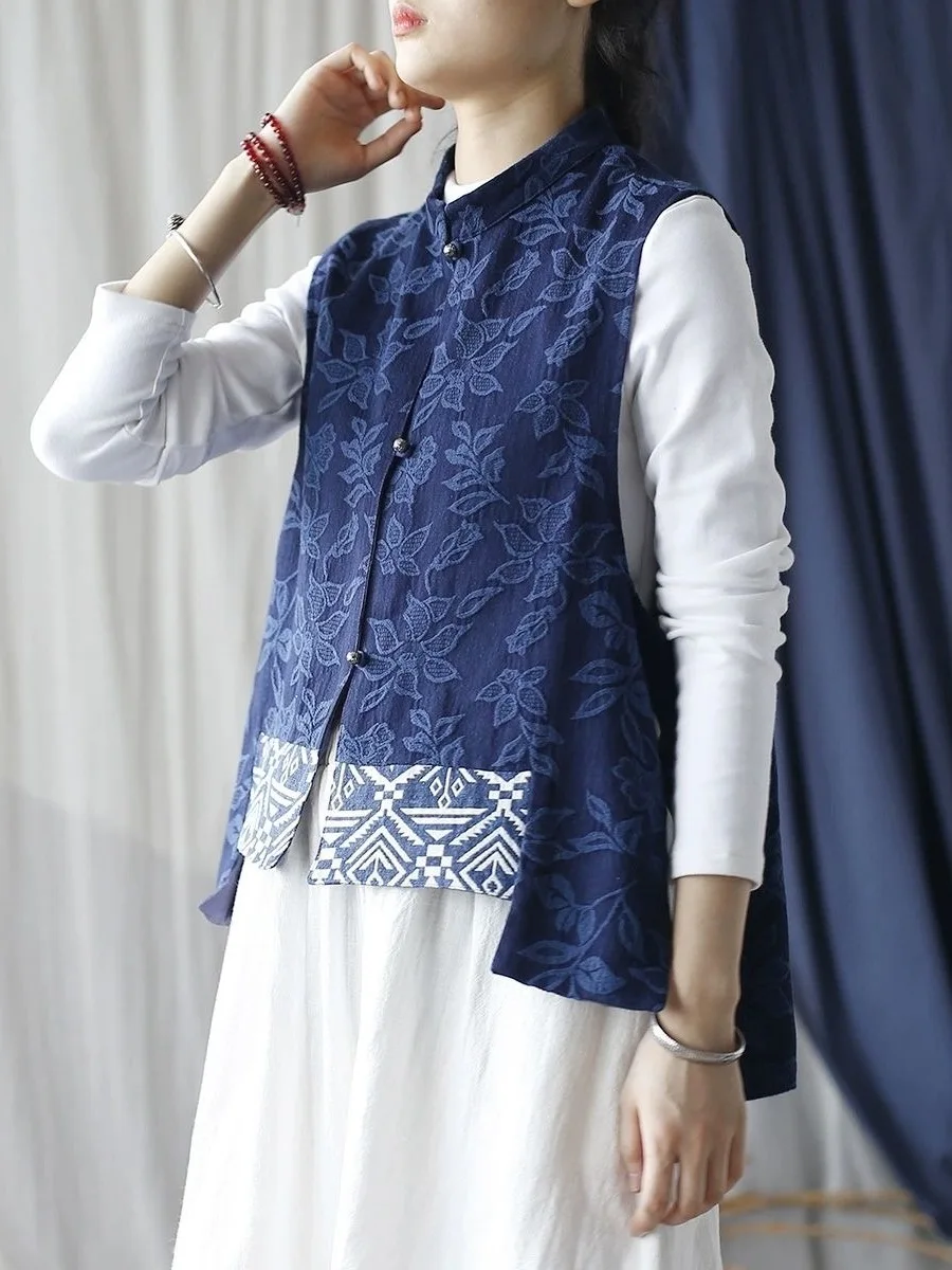 

Женский теплый жилет на хлопковой подкладке, новый зимний жилет в китайском стиле ретро, национальный дзен-чайный костюм на пуговицах, двухслойный жилет Faion Commute