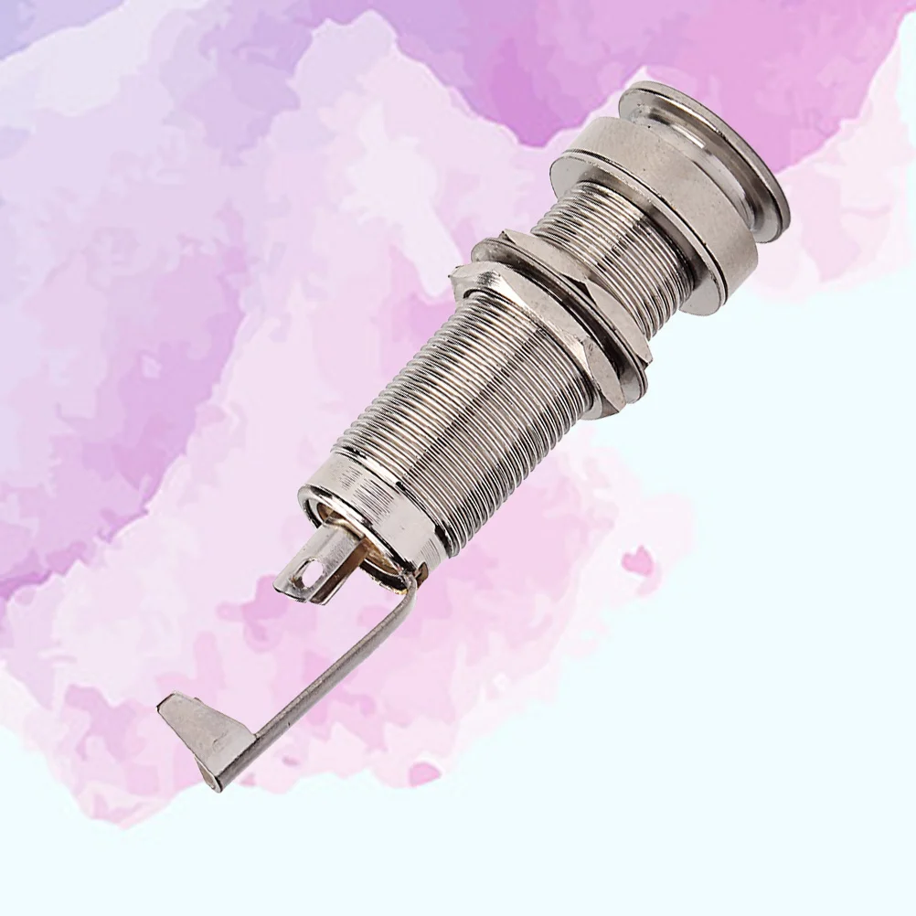 

635mm Nickel Plated Cylinder Guitar Jack Stereo Socket Input Output Plug for Acoustic Electric Bass with Strap Button