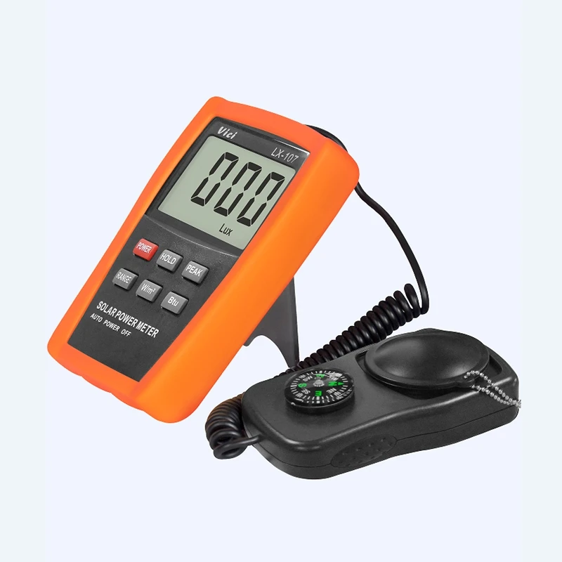 Vici LX107 Solar Power Meter Optical Solar Research Glass Light Intensity Data Peak Hold BTU Light Radiation Tester Compass