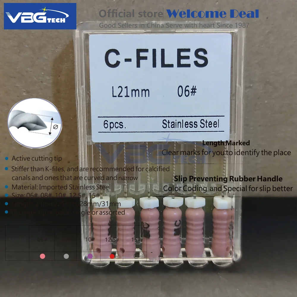 Dental C+ C-pilot File 25mm 6-10# 12.5#15# 8# Stainless Steel C+ Files 21mm Endodontic D Finder 6pc/pack Endodontic Instrument