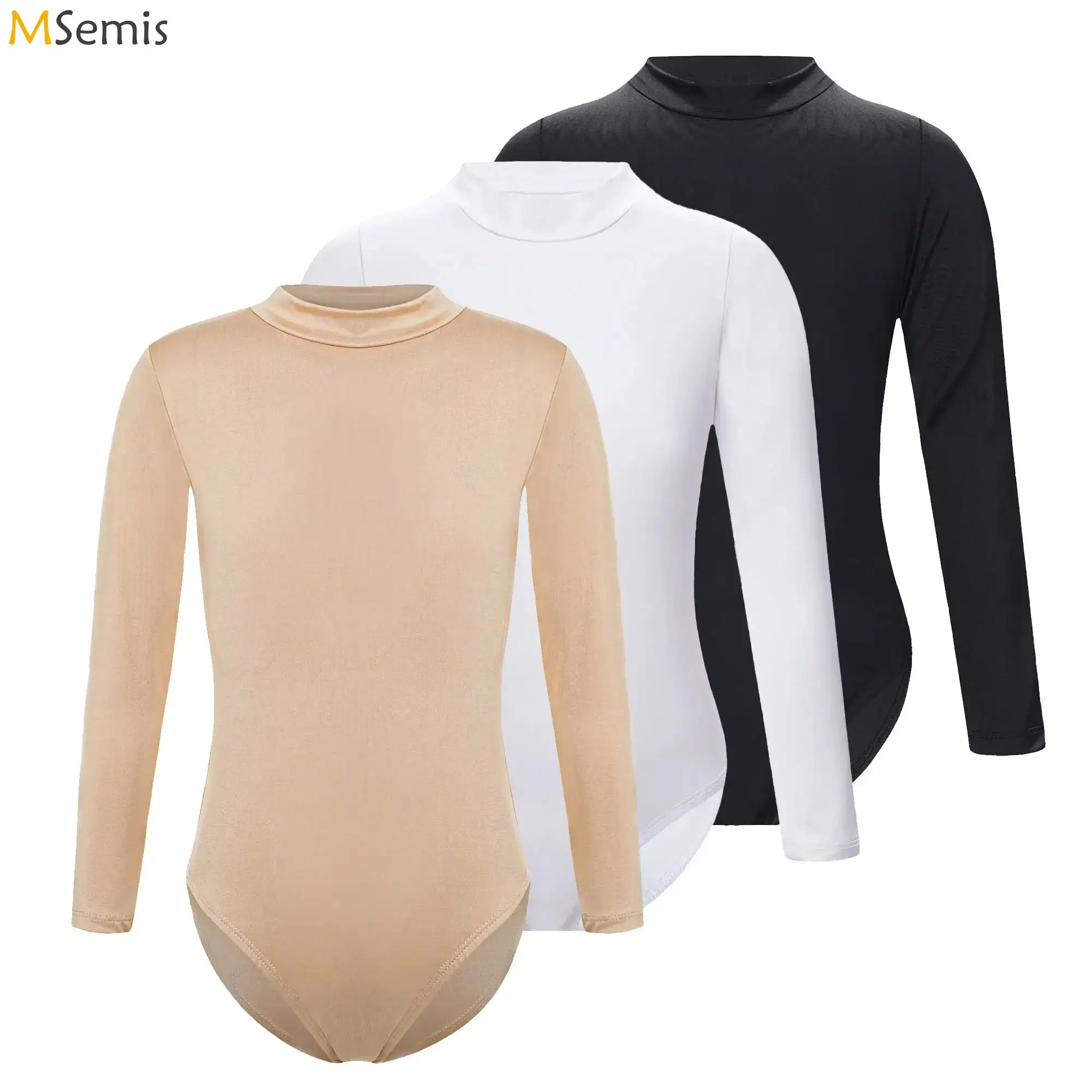 Mädchen Ballett Tanz Training Trikot Gymnastik Einfarbig Haut-freundliche Kleid Rundhals Langarm Body Workout Dancerwear