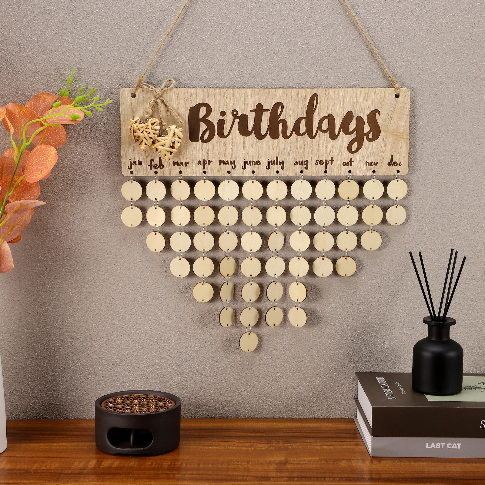 

Wooden Birthday Calendar Reminder Family Wall Decoration Hanging Board Easy Assembly Mothers Day Gift Block Planner Office Home