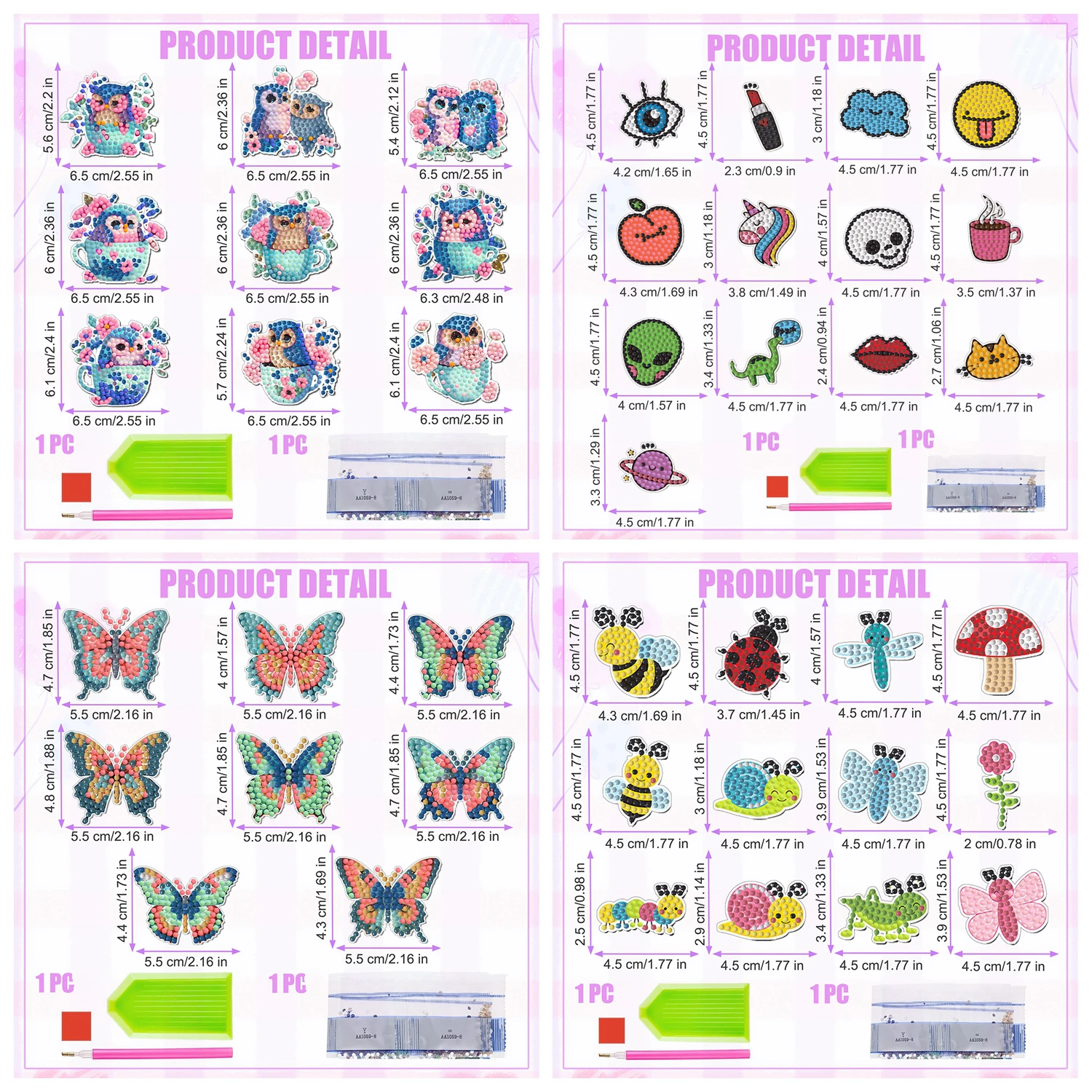 6-13pcs/Set Animal Diamond Art Magnets for Refrigerator Diamond Art Fridge Magnets Diamond Painting Refrigerator Magnets Kits