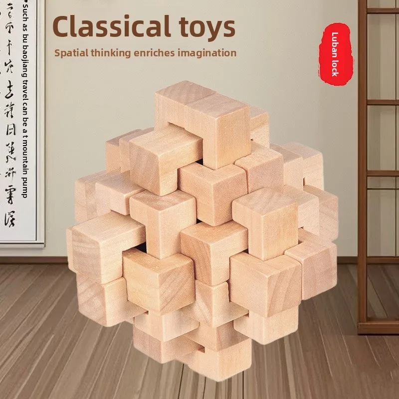 Wooden 24 Interlocking Lock Puzzle Kids Brain Teaser Toy Traditional Kongming Luban Lock Students Intelligence Unlock Education