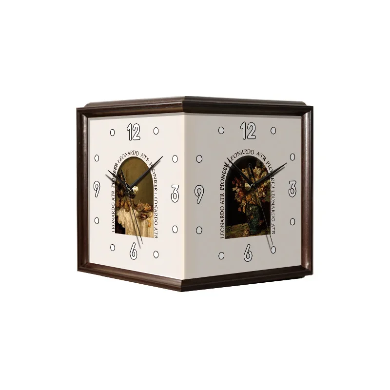 Medieval style living room corner double-sided wall clock,  creative home decoration corner clock wall
