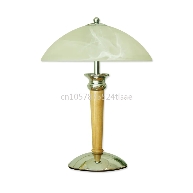 

Glass solid wood medieval study bedside lamp bedroom table lamp