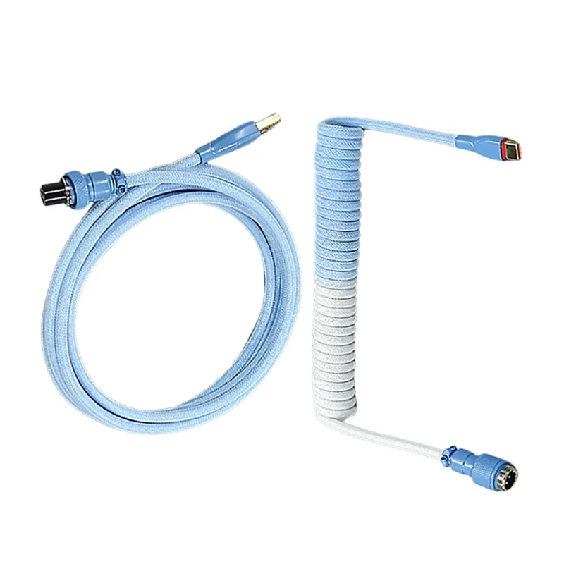 Coiled Aviators Cable Type-C to USB with Metal Connector for Keyboard Cable 1pc Dropship