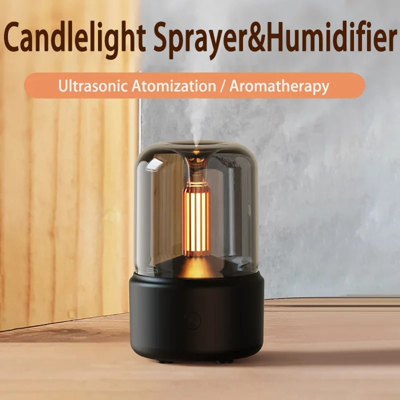 Candlelight Air Humidifier With LED Night Lights Portable 120ml Electric USB Mist Maker Ultrasonic Difusor Home Bedroom Dorm Car