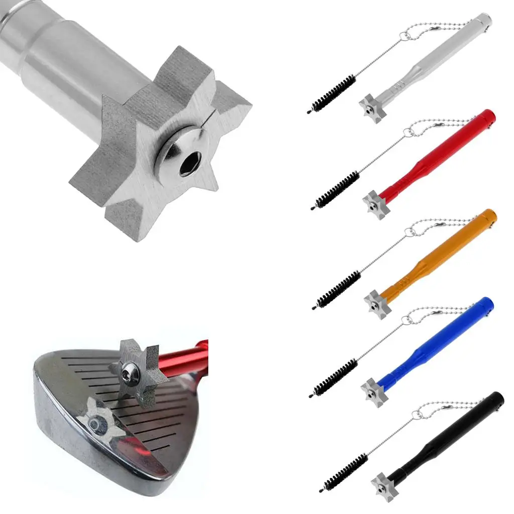 

Golf Groove Sharpener Cleaner with Brush Stainless Steel Regrooving Tool for Golf Irons and Wedges Cleaning Kit